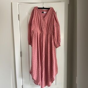 Elegant Pink Long Sleeve Dress